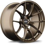 Bronze finished alloy wheel with ten-spoke design, five-bolt pattern, and center cap on white background - APEX Wheels wheel for 19x8.5 ET23 5x114.3 - Satin Bronze