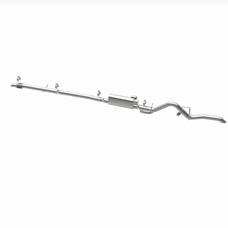 MagnaFlow 19636 overland series cat-back exhaust, opposite rear three-quarter view of the turntable spin