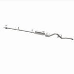 MagnaFlow 19636 overland series cat-back exhaust, opposite rear three-quarter view of the turntable spin