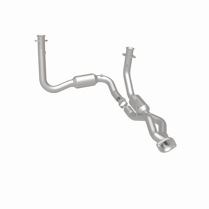 MagnaFlow 5451687 carb direct-fit catalytic converter, rear three-quarter view of the turntable spin