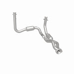 MagnaFlow 5451687 carb direct-fit catalytic converter, rear three-quarter view of the turntable spin