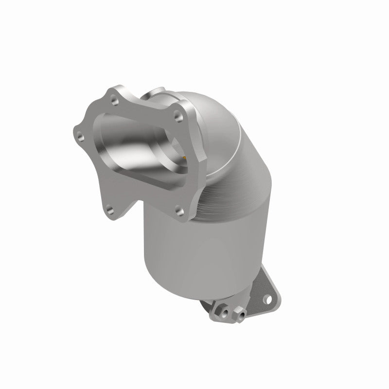 MagnaFlow 5411770 carb direct-fit catalytic converter, opposite front three-quarter view of the turntable spin