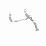 MagnaFlow 4451211 carb direct-fit catalytic converter, rear three-quarter view of the turntable spin