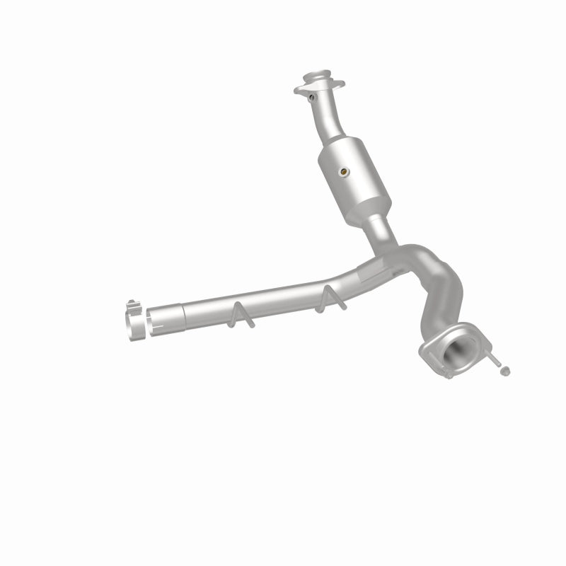 MagnaFlow 280275 oem grade direct-fit catalytic converter, rear three-quarter view of the turntable spin