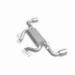 BRExhaust 108-0199 muffler, front three-quarter view of the turntable spin