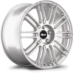 A front view of APEX TC-10RT Forged Wheel for Audi and VW in Race Silver with white background