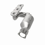MagnaFlow 52390 oem grade manifold converter, opposite rear three-quarter view of the turntable spin