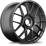 Black forged aluminum wheel with multi-spoke design, center hub bore, and matte finish isolated on white background - APEX Wheels wheel for 19x9.5 ET49 PSCL - Satin Black