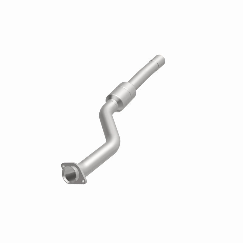 MagnaFlow 5421172 carb direct-fit catalytic converter, opposite front three-quarter view of the turntable spin