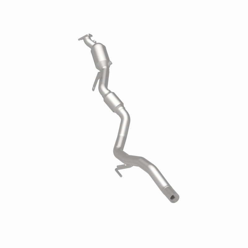 MagnaFlow 5551410 carb direct-fit catalytic converter, rear three-quarter view of the turntable spin