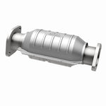 MagnaFlow 4481614 carb direct-fit catalytic converter, opposite rear three-quarter view of the turntable spin