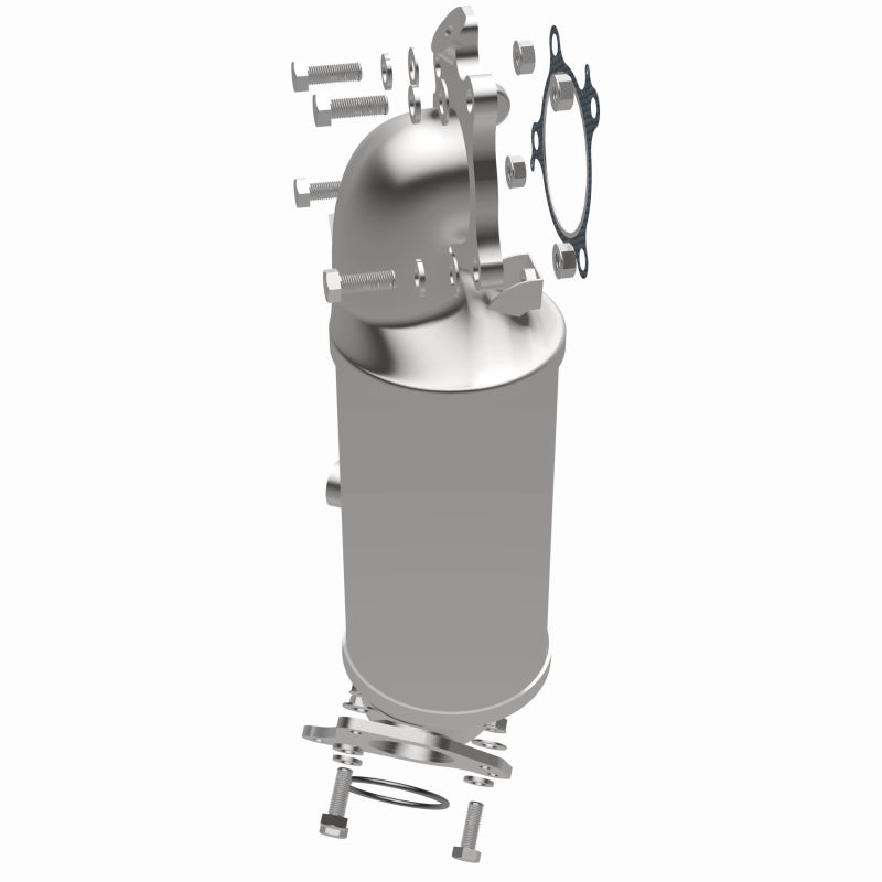 MagnaFlow 280765 oem grade direct-fit catalytic converter, opposite side view of the turntable spin