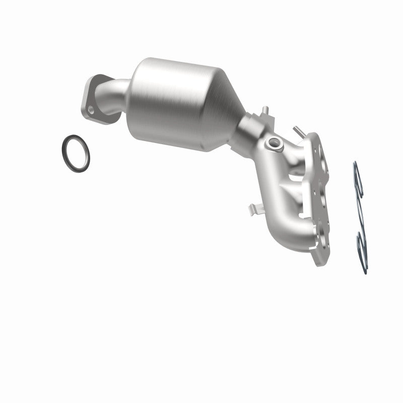 MagnaFlow 52580 oem grade manifold converter, opposite rear three-quarter view of the turntable spin