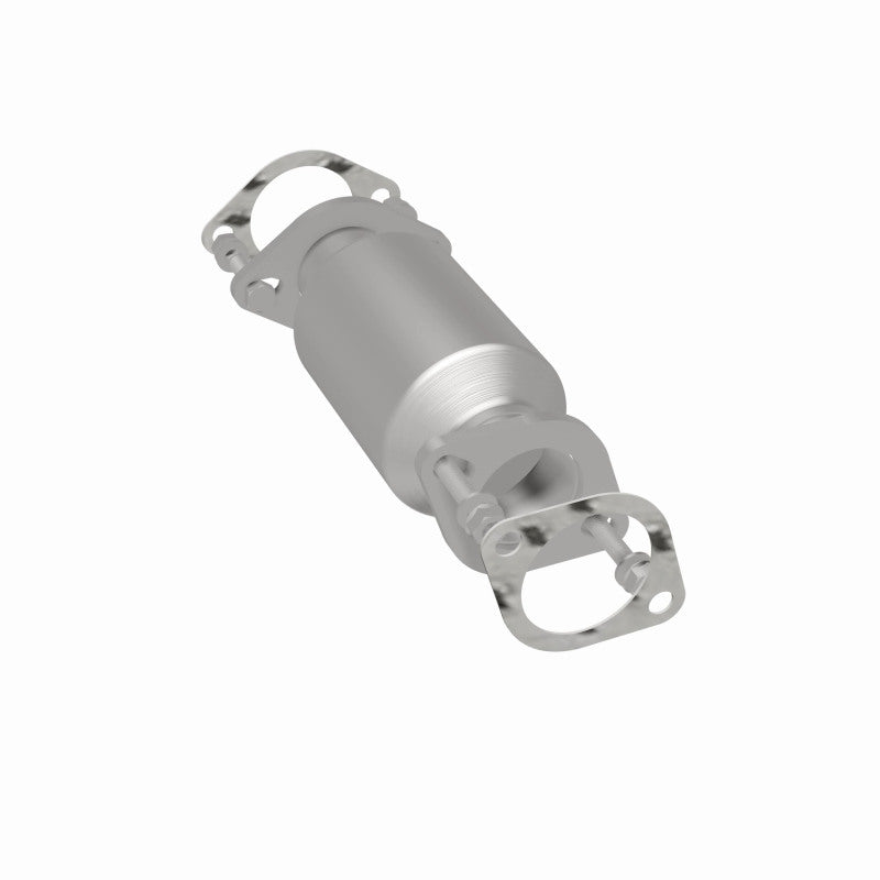 MagnaFlow 5571858 carb direct-fit catalytic converter, rear three-quarter view of the turntable spin