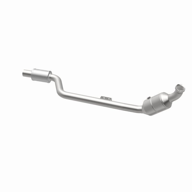 MagnaFlow 551265 carb direct-fit catalytic converter, opposite rear three-quarter view of the turntable spin