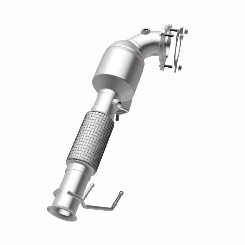 MagnaFlow 280255 oem grade direct-fit catalytic converter, opposite rear three-quarter view of the turntable spin