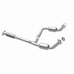 MagnaFlow 4451172 carb direct-fit catalytic converter, opposite rear three-quarter view of the turntable spin