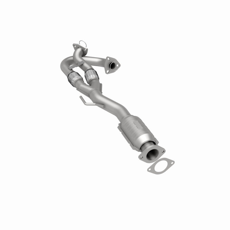 MagnaFlow 5491213 carb direct-fit catalytic converter, rear three-quarter view of the turntable spin