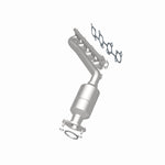 MagnaFlow 5582323 carb manifold converter, rear three-quarter view of the turntable spin