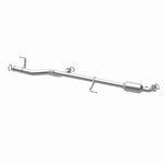 MagnaFlow 5491573 carb direct-fit catalytic converter, opposite rear three-quarter view of the turntable spin
