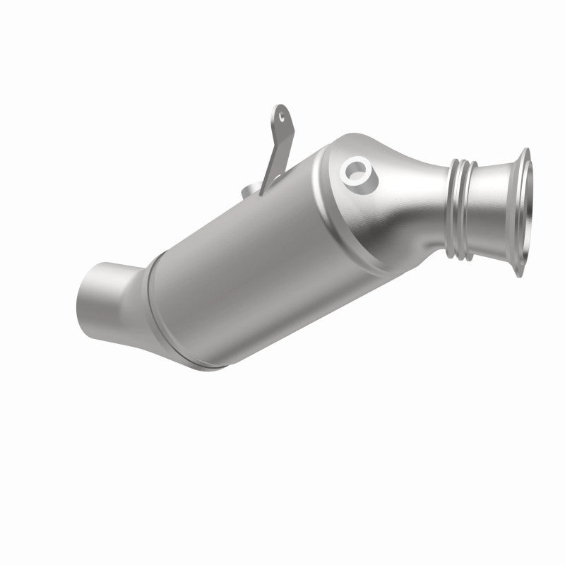 MagnaFlow 5561452 carb direct-fit catalytic converter, opposite rear three-quarter view of the turntable spin