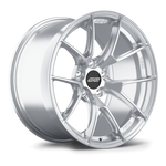 Silver alloy wheel with multi-spoke design and machined finish isolated on white background - APEX Wheels wheel for 18x10 ET32 5x120.65 - Brushed Clear