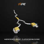 IPE stainless steel cat-back exhaust with gold-wrapped muffler for the Mercedes-AMG CLE53