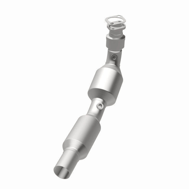 MagnaFlow 5411938 carb direct-fit catalytic converter, opposite rear three-quarter view of the turntable spin