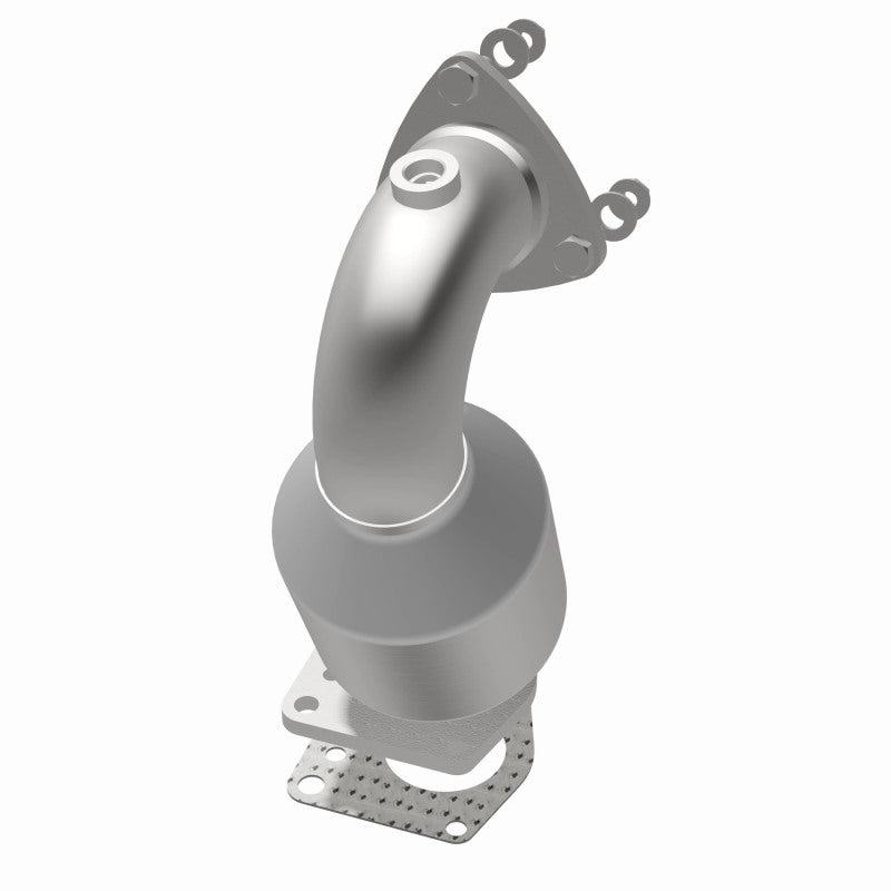MagnaFlow 5411782 carb direct-fit catalytic converter, opposite rear three-quarter view of the turntable spin