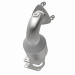 MagnaFlow 5411782 carb direct-fit catalytic converter, opposite rear three-quarter view of the turntable spin