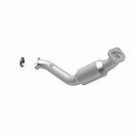 MagnaFlow 5461999 carb direct-fit catalytic converter, opposite rear three-quarter view of the turntable spin