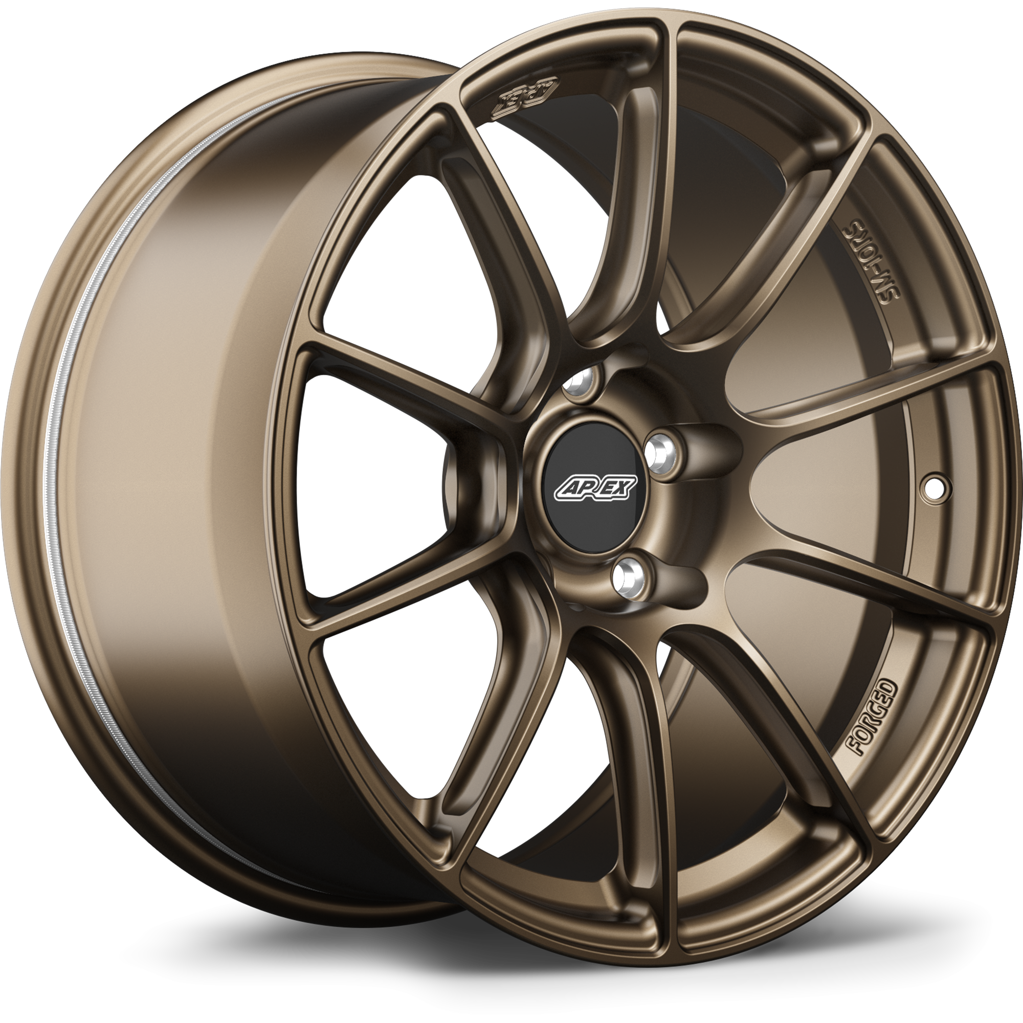 Bronze finished alloy wheel with ten-spoke design and five-lug bolt pattern on clean white background - APEX Wheels wheel for 18x9 ET30 5x120 - Satin Bronze
