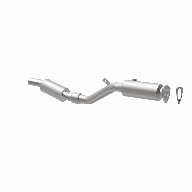 MagnaFlow 5461119 carb direct-fit catalytic converter, opposite rear three-quarter view of the turntable spin