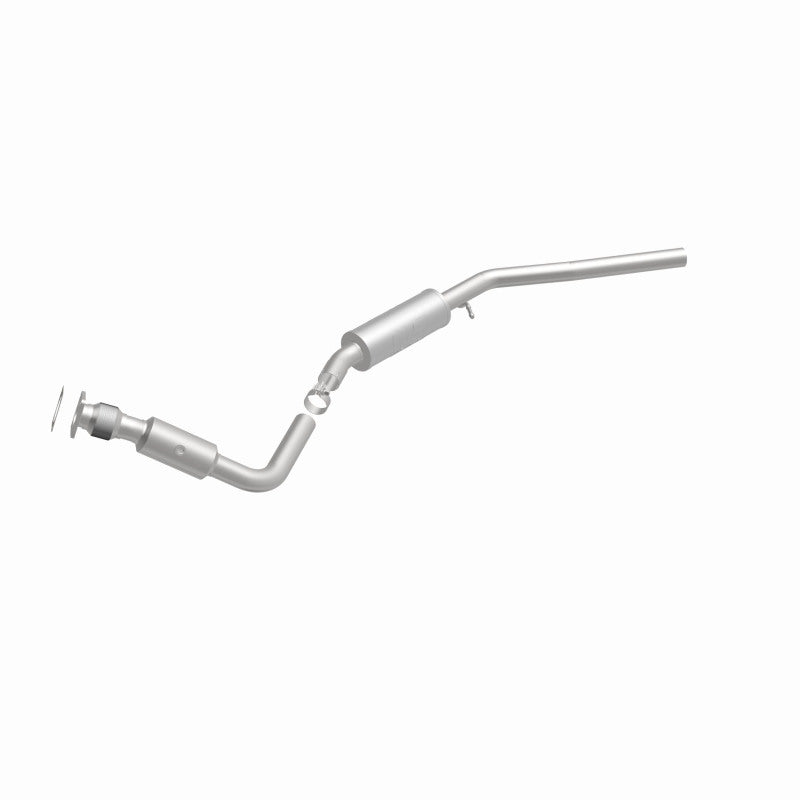 MagnaFlow 21-510 oem grade direct-fit catalytic converter, front three-quarter view of the turntable spin