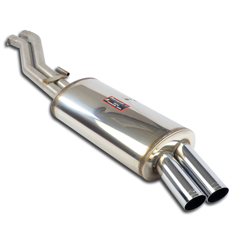 wide front view of Supersprint Rear exhaust OO76 for BMW E30 - S50 / S52 engine conversion 1995-1999 with white background
