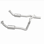 MagnaFlow 21-599 oem grade direct-fit catalytic converter, side view of the turntable spin