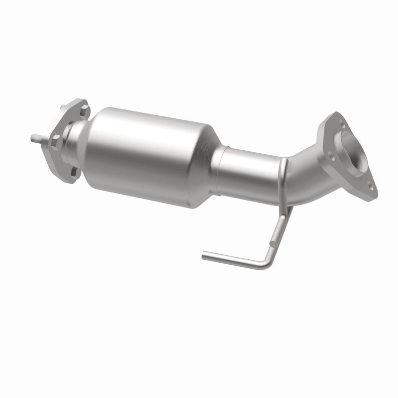 MagnaFlow 5571452 carb direct-fit catalytic converter, opposite rear three-quarter view of the turntable spin