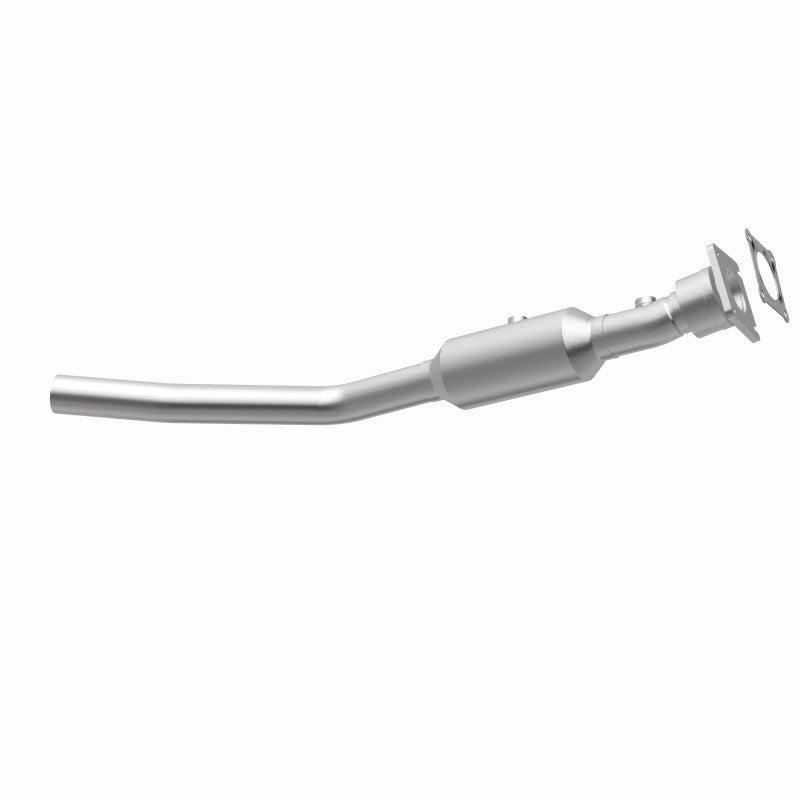 MagnaFlow 5561509 carb direct-fit catalytic converter, opposite rear three-quarter view of the turntable spin