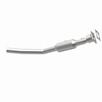 MagnaFlow 5561509 carb direct-fit catalytic converter, opposite rear three-quarter view of the turntable spin
