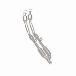 MagnaFlow 551799 carb direct-fit catalytic converter, rear three-quarter view of the turntable spin
