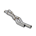 wide view of Supersprint Central X-Pipe for BMW E46 1997-2006 with white background