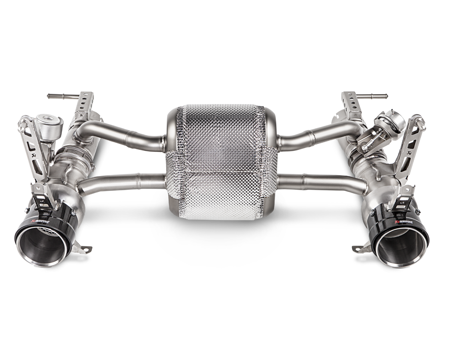 Akrapovic Ferrari 488 GTB/488 Spyder Slip-On Line (Titanium) w/ Carbon Tips MTP-FE488H for Ferrari 488 GTB/Spider F142M 2016-2019, side view