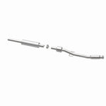 MagnaFlow 5571029 carb direct-fit catalytic converter, opposite rear three-quarter view of the turntable spin