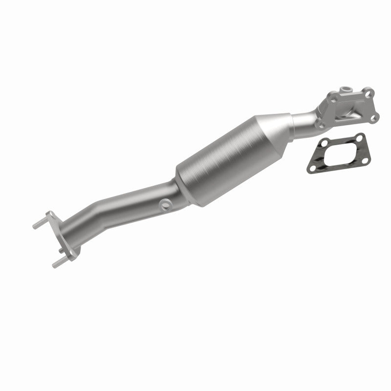 MagnaFlow 5582610 carb direct-fit catalytic converter, opposite front three-quarter view of the turntable spin