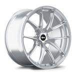 Silver aluminum alloy wheel with five-spoke design and black center cap on white background - APEX Wheels wheel for 20x10.5 ET36 5x112 - Brushed Clear