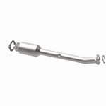MagnaFlow 5491669 carb direct-fit catalytic converter, opposite rear three-quarter view of the turntable spin