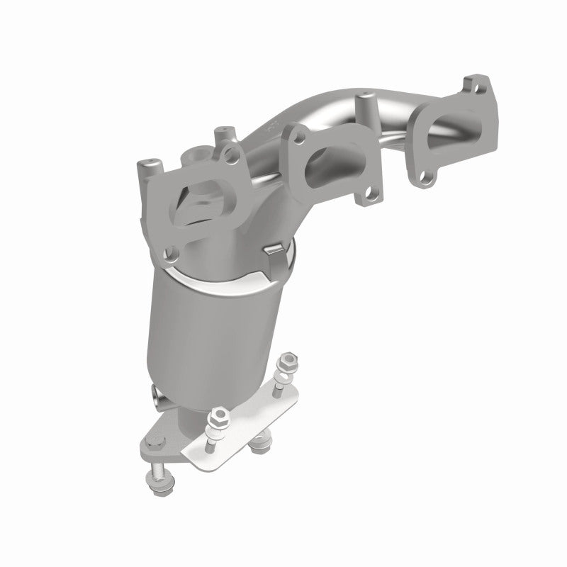 MagnaFlow 5551218 carb manifold converter, front three-quarter view of the turntable spin