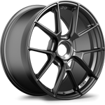 Single gunmetal gray alloy wheel with ten-spoke design shown at three-quarter angle on white background - APEX Wheels wheel for 19x9.5 ET45 PSCL - Satin Black