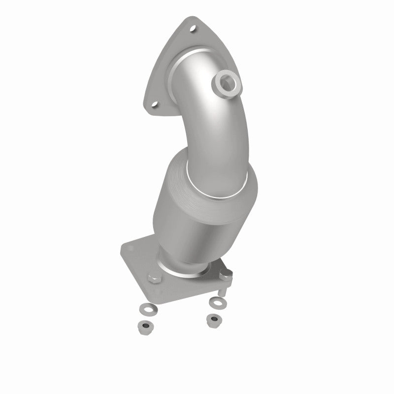 MagnaFlow 4481971 carb direct-fit catalytic converter, rear three-quarter view of the turntable spin