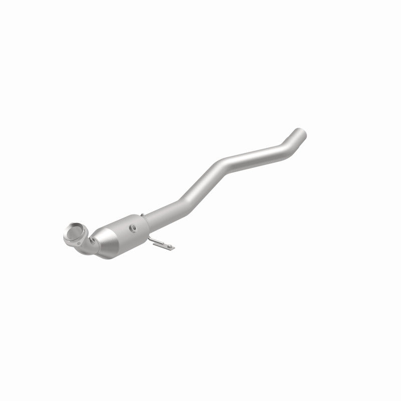 MagnaFlow 5561173 carb direct-fit catalytic converter, opposite front three-quarter view of the turntable spin